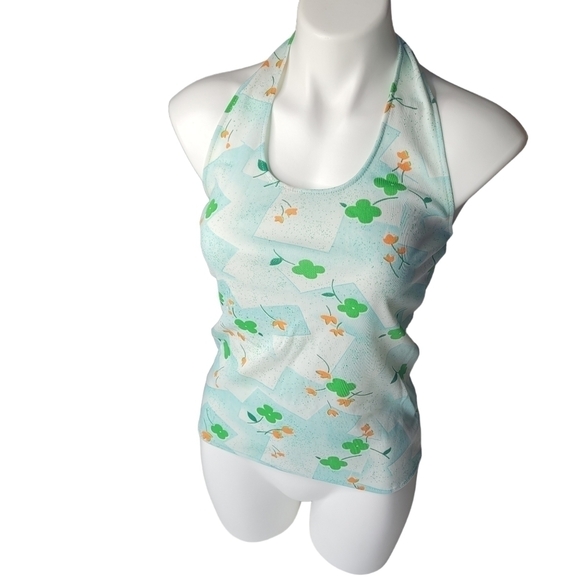 Vintage Tops - Vintage 1960s Halter Top Floral XS